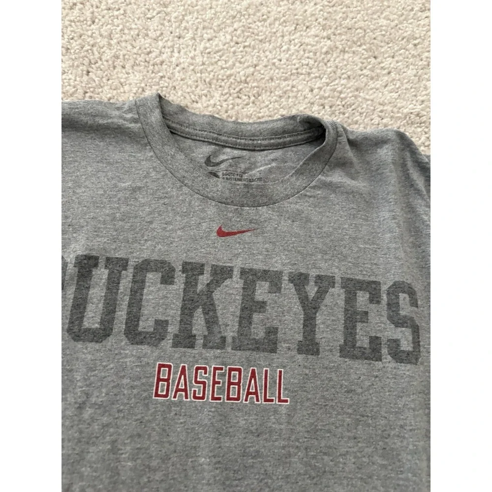 Vtg Nike Team Ohio State Buckeyes Baseball T Shirt Gray Mens Size M Center